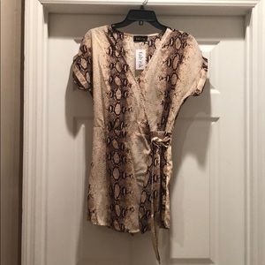 NWT Fabrik snake skin wrap romper size small